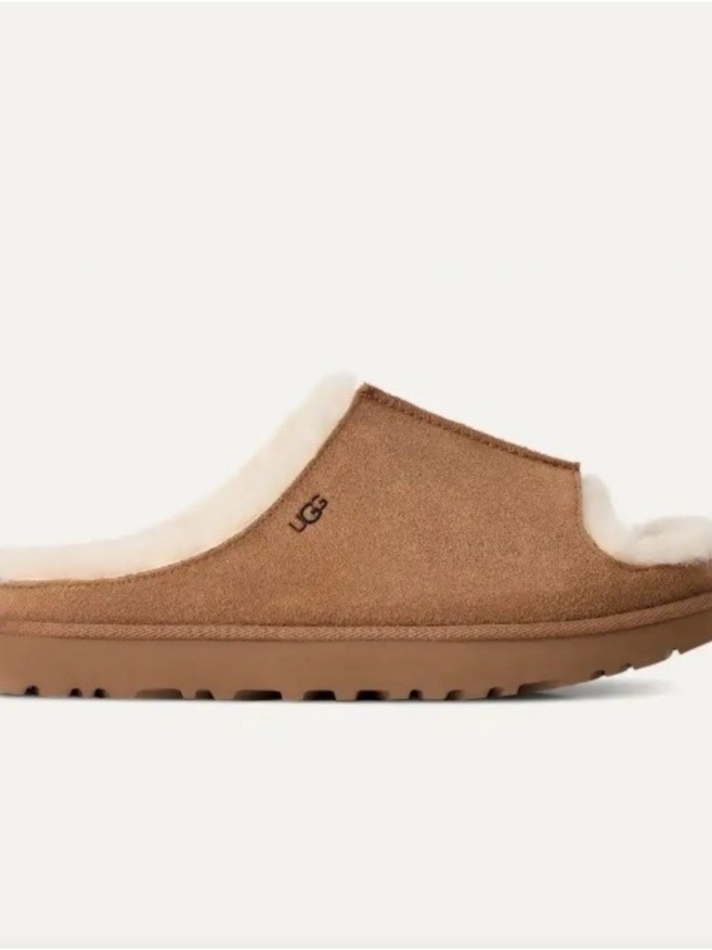 UGG Chestnut Suede Shearling Lined Clog - Cream Interior